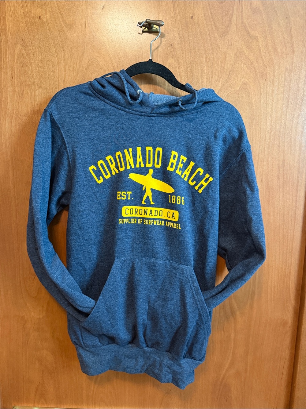 MV Sport Blue Hoodie with Yellow Coronado Beach Graphic size small